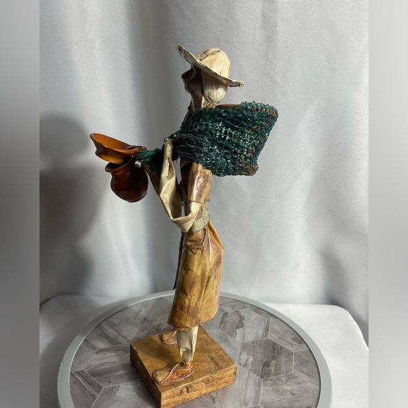 Handcrafted Artisan Figurine with Orange and Green Accents - Picture 8 of 14